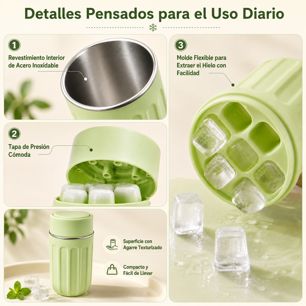 FrostDrop™ 🧊| El vaso portátil que libera hielo con un solo toque